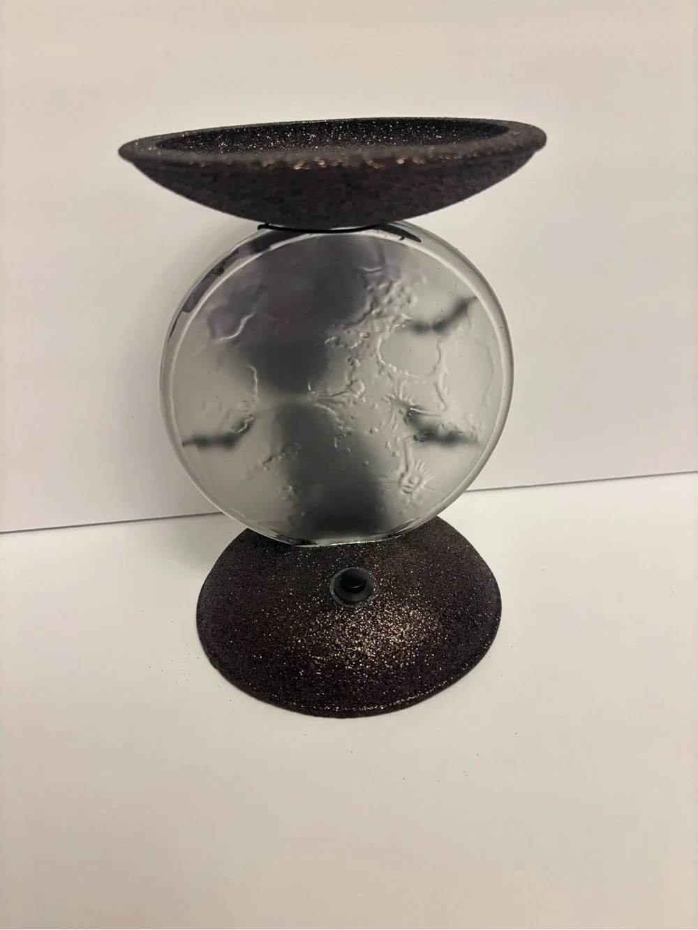 Bath & Body Works Light-up Cat and Moon Pedestal 3-Wick Candle Holder Halloween